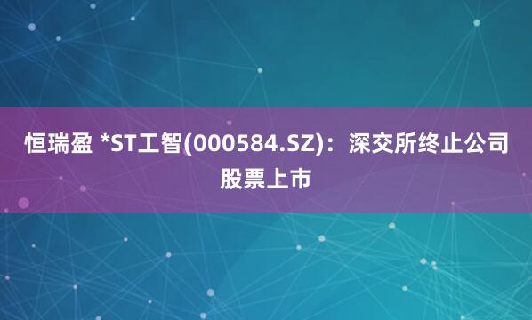 恒瑞盈 *ST工智(000584.SZ)：深交所终止公司股票上市